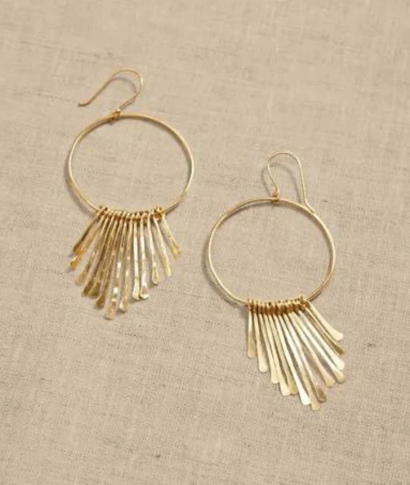 Banana Republic Aureus + Argent Gold Plated Feather Hoop Earrings - Image 2 of 2