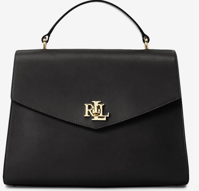 Lauren Ralph Lauren Farrah Medium Black Leather Top-Handle Satchel