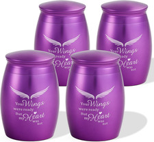 Mini Urns for Human Ashes Set of 4,Small Purple Angel Wings Keepsake Urns for As
