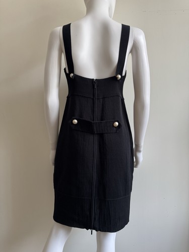 £3,250 Auth Chanel Black Knit Zip Dress, Chanel CC Pearl Buttons Dress, UK 14 - Picture 7 of 24