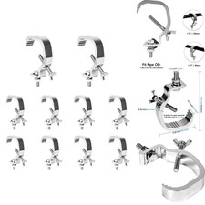 10 Pk Heavy Duty Stage Light Clamp Hook Aluminum Truss C-Clamp Fits 1.18-2" Pipe
