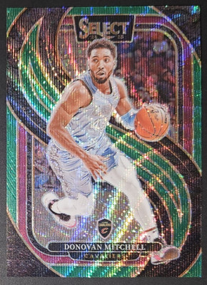 Donovan Mitchell 2024-25 Select PREMIER GREEN WAVE PRIZM #'d/50 JERSEY NUMBERED