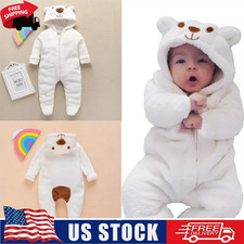 Newborn Baby Girls Boys Winter Outfits Bear One-piece Cotton Romper Jumpsuit