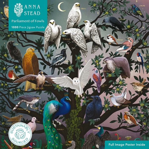Adult Sustainable Jigsaw Puzzle Anna Stead: Parliament Of Fowls Flame Tree-image