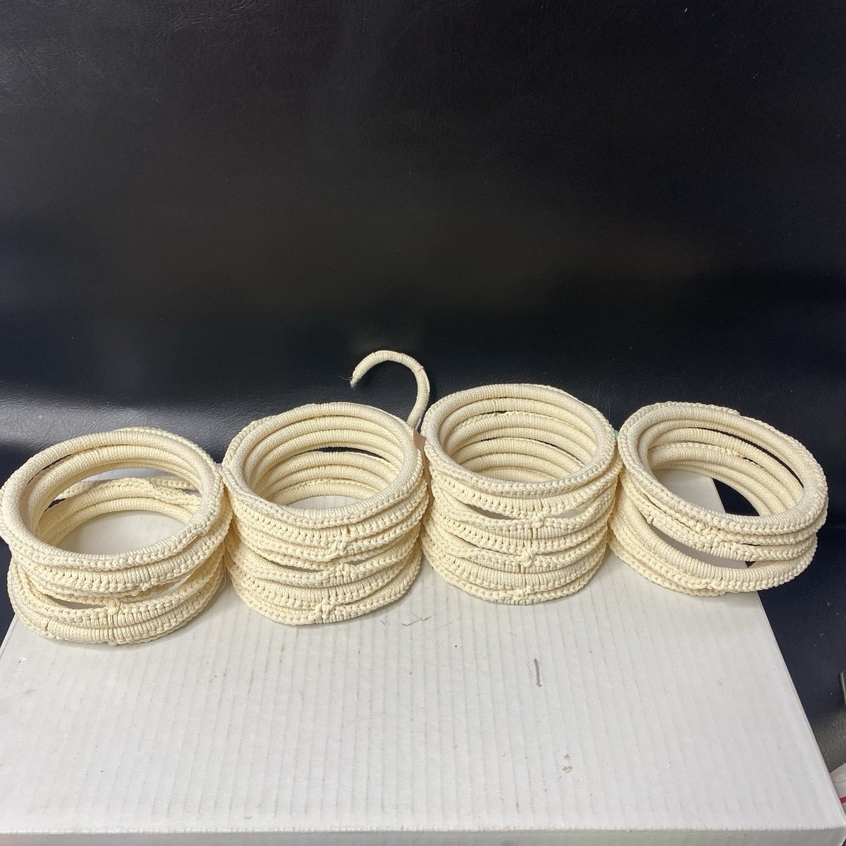 IKEA Komplement Ivory Macrame Scarf Tie Belt Hanger Holder 28 Circles  Organize