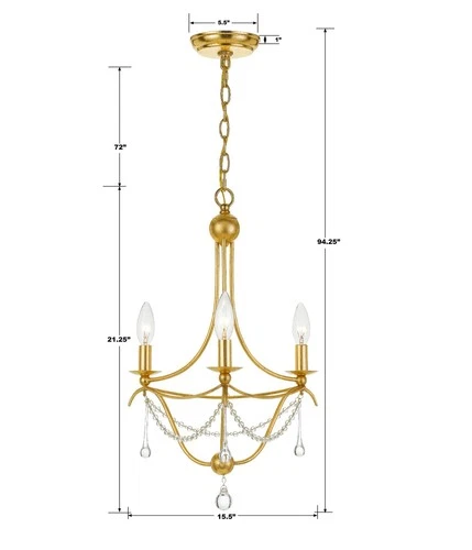 Crystorama Metro 15 1/2"W 3-Light Antique Gold Chandelier - Picture 6 of 6