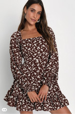 NWT lulus Coy Charm Long Sleeve Mini Dress