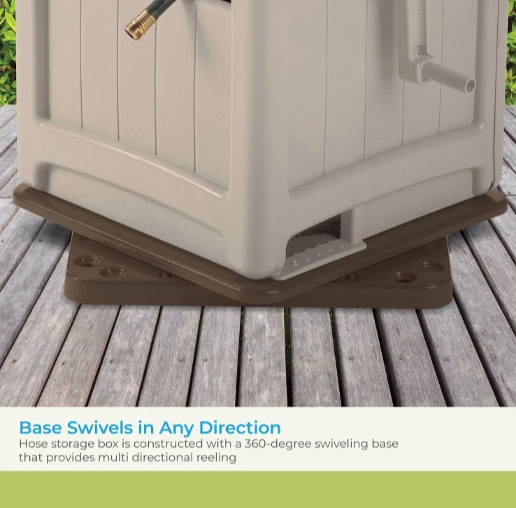 Carrete de manguera Hideawey giratorio 225 pies con guía de manguera y mango de manivela Foto 2 de 4
