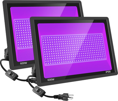 600W LED Black Lights - 2 Pack, Waterproof for Parties, Stage & Glow Effects
