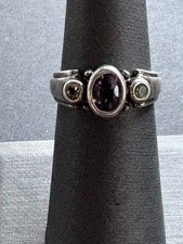 925 STERLING SILVER AMETHYST AND PERIDOT RING SIZE 6
