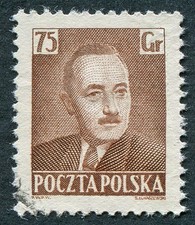 POLAND 1950 75g brown SG694 used NG President Bierut b #C04