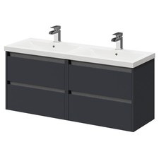Wholesale Domestic City Gloss Grey 1200mm Wall Mounted 4 Drawer Vanity Unit and 