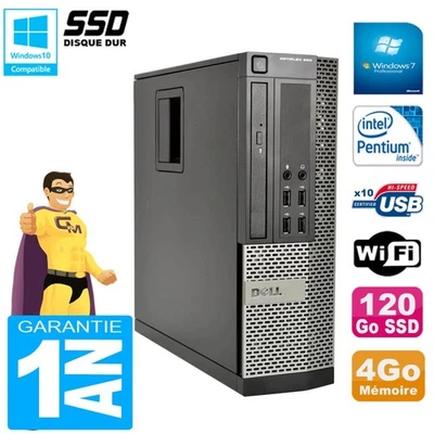 PC DELL 990 SFF Intel G840 Ram 4Go Disque 120Go SSD Graveur DVD Wifi W7 - Photo 1/3