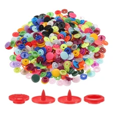 150 Set Plastic Snaps T5 Round Resin No-Sew Button Fasteners Kit, Mixed Color