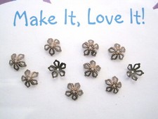 10 of 8mm COPPER Domed Little Flower 5 Petal Leaf Bead Caps Pliable