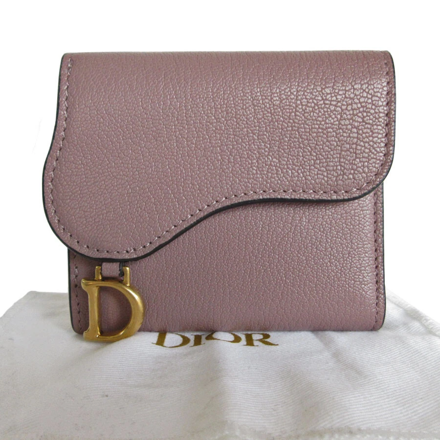 Christian Dior Portefeuille Triple Cuir Violet Beige Or Femme S0071I