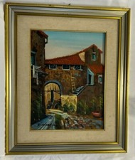 Dipinto ad olio su masonite (G44) Come da foto h 45 x 35 cm Cornice in legno con