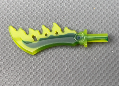 LEGO Trans Neon Green Minifig Weapon Sword Serrated 1 Part Piece
