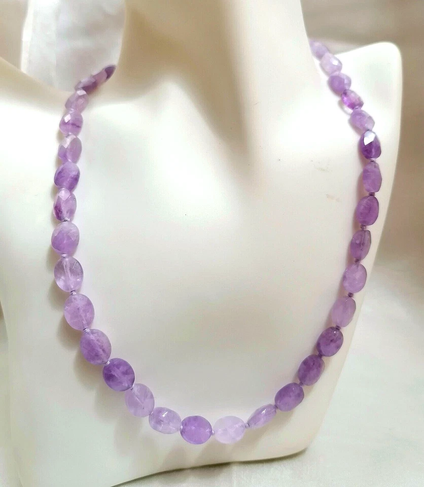 BELLISSIMO GIROCOLLO DI AMETISTA SFACCETTATA, CHIUSURA ARGENTO 925. - Immagine 4 di 4