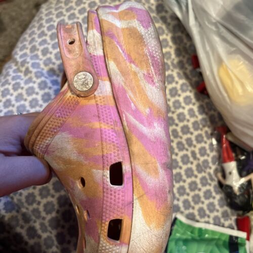 CROCS Classic Marbled Platform Clog Shoes Kid's Size 3 in pink/Orange - Picture 3 of 7