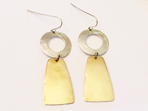 Robert Lee Morris ~ RLM Studio ~ STERLING SILVER & Brass ~ Dangle Earrings
