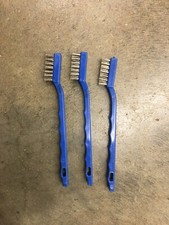 3 Forney 70488 Wire Brushes w/ Plastic Handle, 7-1/4" x 0.006", Stainless Steel