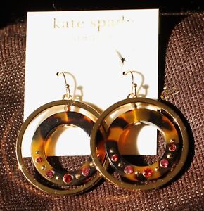 brass and tortoise shell circle drop