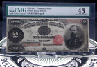 1891 $2 United States Treasury Large Note Fr#358 Pmg 45 Extra Fine #040 Ecc&C