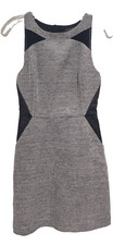 Banana Republic Womens Sheath Dress Size 0 Black White Tweed Polka Dot Mini