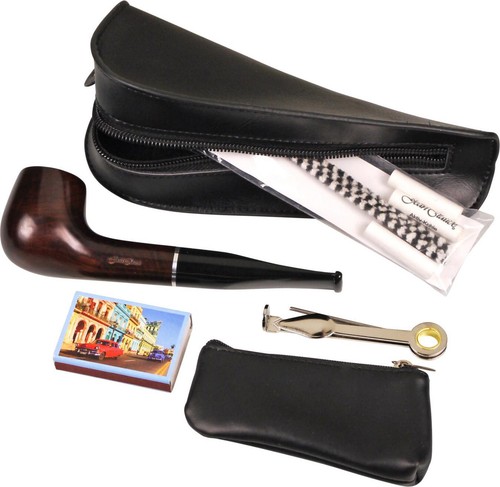 Silbar Set Principiante / Pito Braun Straight / Bolsa de Pipa Aspecto Cuero - 第 1/1 張圖片