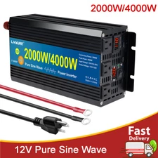 2000W 4000W Pure Sine Wave Power Inverter DC 12V to 110V UPS Car Battery Charger