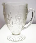Vtg 50s Jeanette Glass Iris Herringbone Clear Glass Pitcher 2 quart Depression