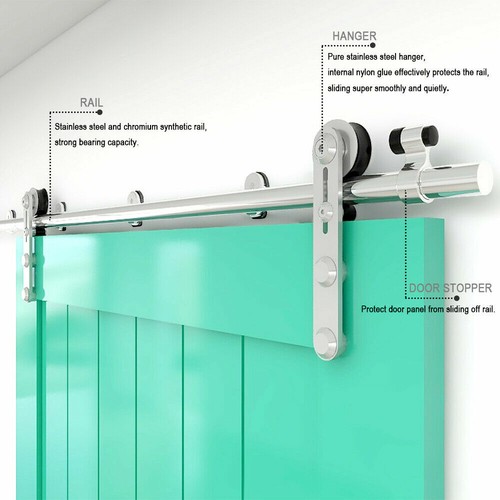 5-20FT Heavy Duty Sliding Barn Single Wood Door Hang Style Track Hardware Kit - Picture 33 of 59