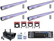 4 American Dj Eco Bar Uv Dmx Bar Black Lights W/remote+dmx Control+fogger+cables
