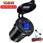 USB C Charger Socket Type-C PD 45W QC3.0 Fast Charge Adapter For Car Motorcycle