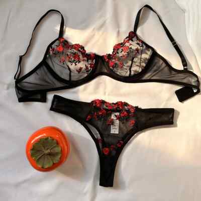 Women's Embroidered Lingerie Set-Sexy Push Up Bralette&Panty, Gift, Anniversary 