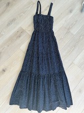 J. Crew Tiered midi dress with convertible straps in Navy Polka Dot Cotton XS
