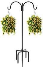 Adjustable Double Shepherds Hooks Heavy Duty Bird Feeder Pole Stand for Hanging