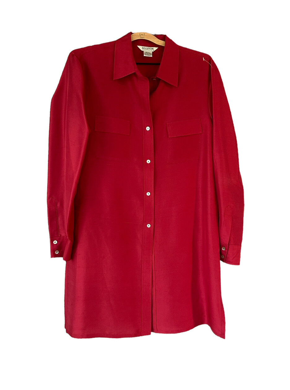 Allison Taylor Silk Button Down Red Burgundy Shir… - image 1