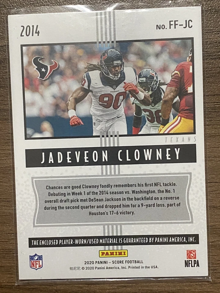 2020 Score Freshman Flashbacks Jadeveon Clowney Texans Jersey Card #FF-JC - Image 2 of 2