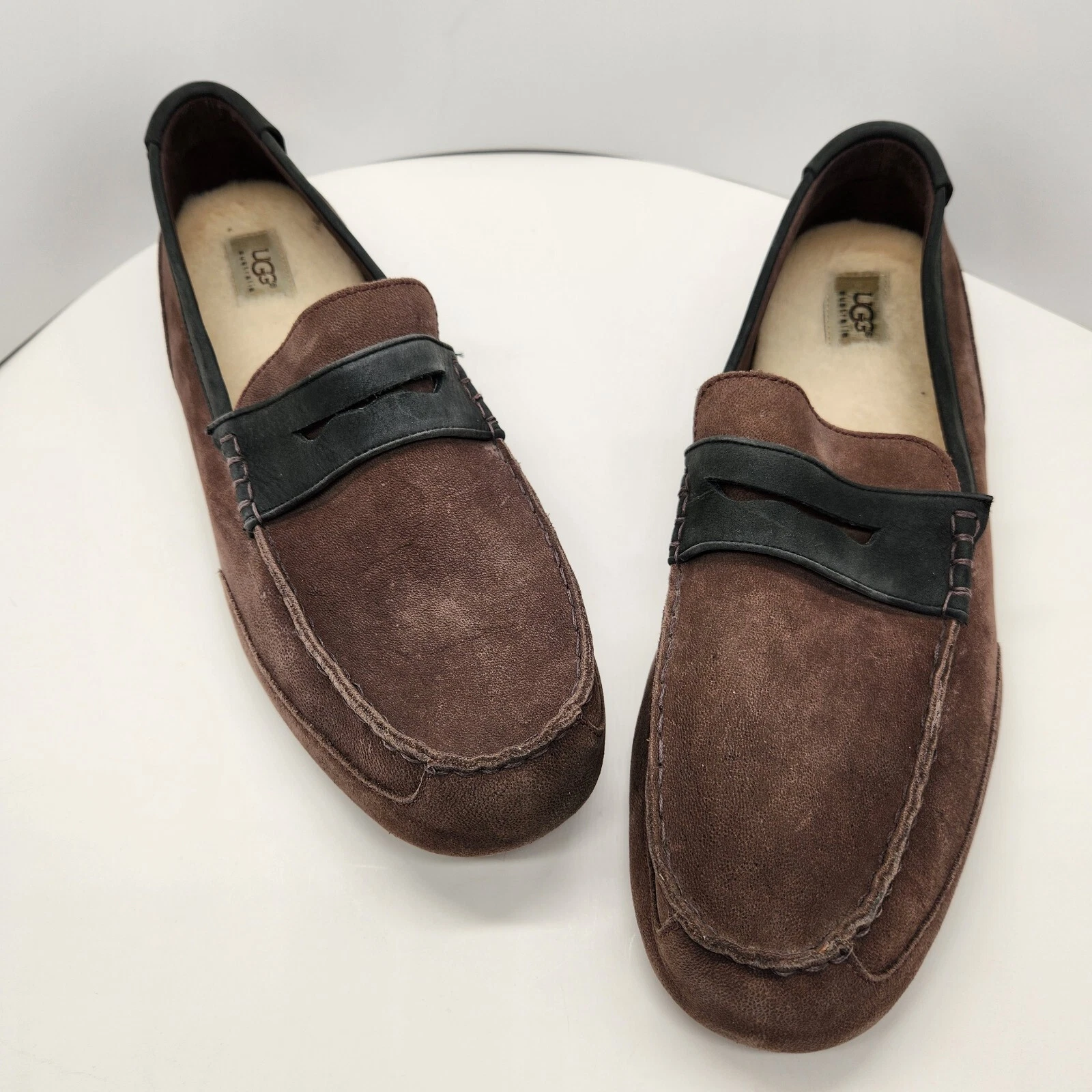 Mocassini Ugg penny uomo 18 marrone camoscio lana 1008831 Tucker scarpe da guida pantofole