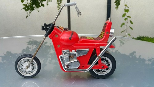 VINTAGE MOTORCYCLE MUSTANG CHOPPER 80's TOY HOLLOW PLASTIC LARGE TOY KJ-1982 - Picture 2 of 12