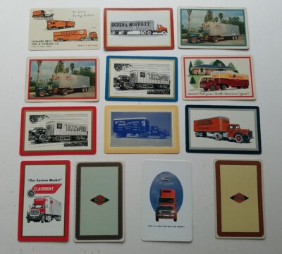 13 VINTAGE ALL DIFFERENT TRUCKING TRANSPORT  ADVERTISING PLAYING CARD SINGLES