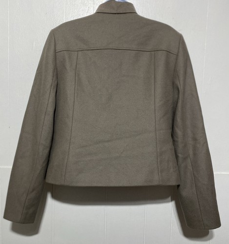 Banana Republic x Mario Bellucci Blazer Women Size 8 Wool Blend Taupe Tie Neck - Picture 5 of 9