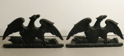 VIRGINA METAL CRAFTERS PR  BLACK CAST IRON SPREAD EAGLE BOOKENDS COPYRIGHT 1952