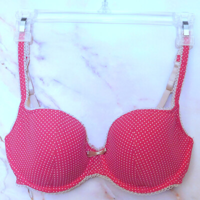 Elle Macpherson Intimates Bra Underwire Support Women's 32DD Pink Polka Dot Lace