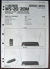 Boss WS-20 WS-20M Wireless System Original Service Notes, Schematics, Parts List