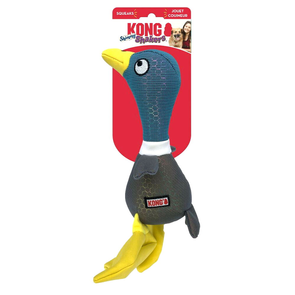 Kong Shakers Shimmy Mallard Medium Squeaky Plush Toss Play Dog