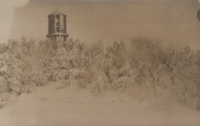 Snow Scene Dusted Pine Tower In Foreground Vintage Real Photo RPPC Post Card