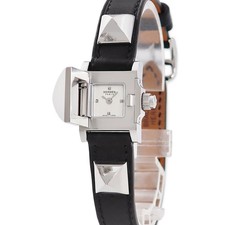 HERMES Mini Medor ME2.110 Silver Square Studded Hunter Case with Hinged Cl